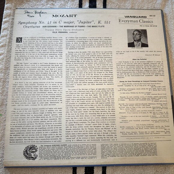 Mozart Symphony No.41 in C major "Jupiter" Vanguard Everyman Classics LP Record - Picture 2 of 5